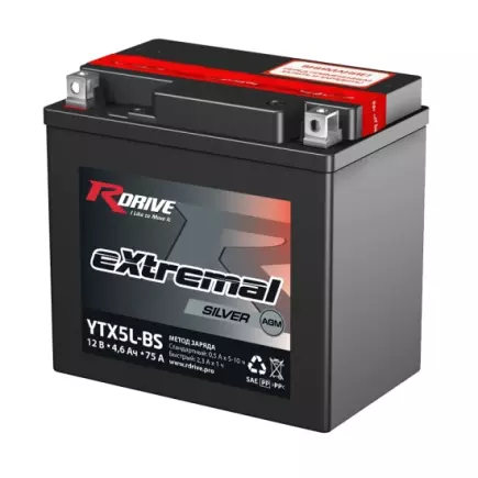 RDrive extremal SILVER 12V 4.6Ah (YTX5L-BS) AGM RDrive extremal SILVER 12V 4.6Ah (YTX5L-BS) AGM