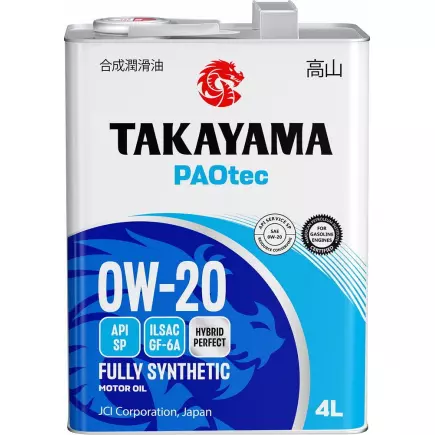 Масло моторное TAKAYAMA PAOtec SAE 0W-20 ILSAC GF-6A API SP 4л (металл) Масло моторное TAKAYAMA PAOtec SAE 0W-20 ILSAC GF-6A API SP 4л (металл)